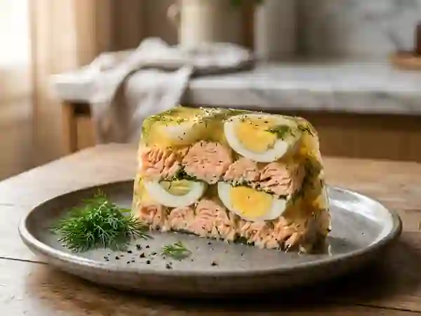Terrine fraîche de saumon à l'aneth et œufs - Photo de présentation