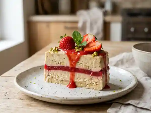 Terrine crémeuse banane et fraises fraîches - Photo de présentation