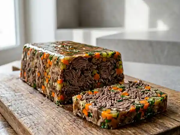 Terrine de queue de bœuf fondante au vin rouge - Photo de présentation