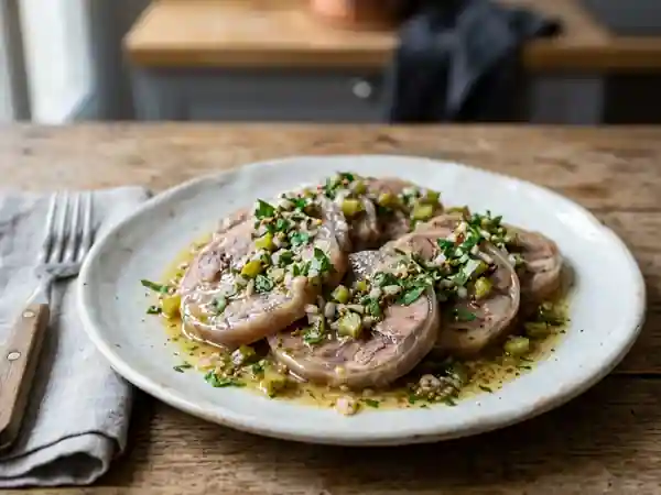 Tête de veau fondante et vinaigrette relevée - Photo de présentation