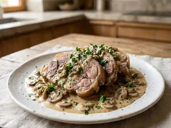Tête de veau fondante aux champignons - Photo de présentation