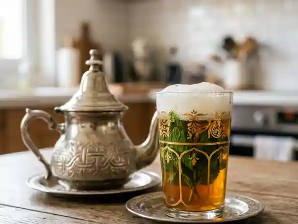 Thé à la menthe marocain intense et sucré - Photo de présentation