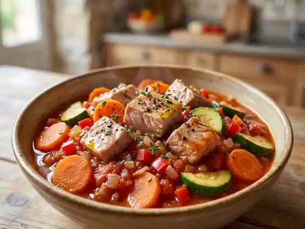Thon fondant et sa poêlée de légumes au thym - Photo de présentation
