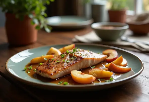 Thon poêlé au cidre et pommes caramélisées : recette gourmande et facile