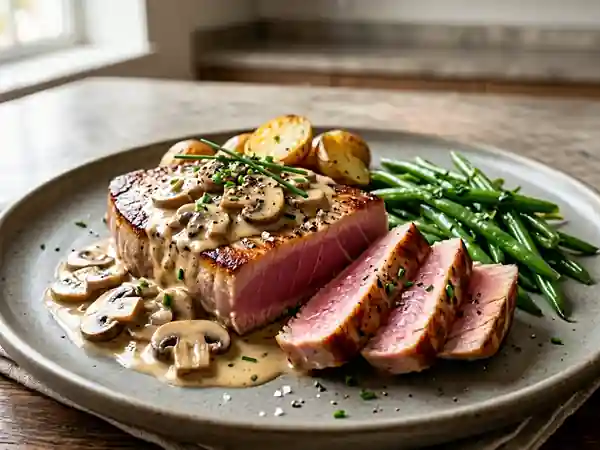 Thon Poêlé, Sauce Onctueuse Cidre et Champignons - Photo de présentation