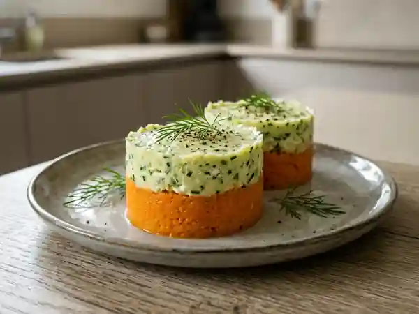 Timbales bicolores au carré frais : recette fraîche et gourmande - Photo de présentation