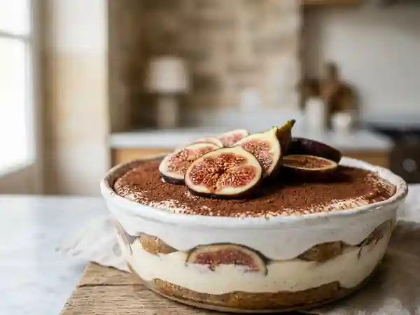 Tiramisu aux figues fraîches et mascarpone onctueux - Photo de présentation