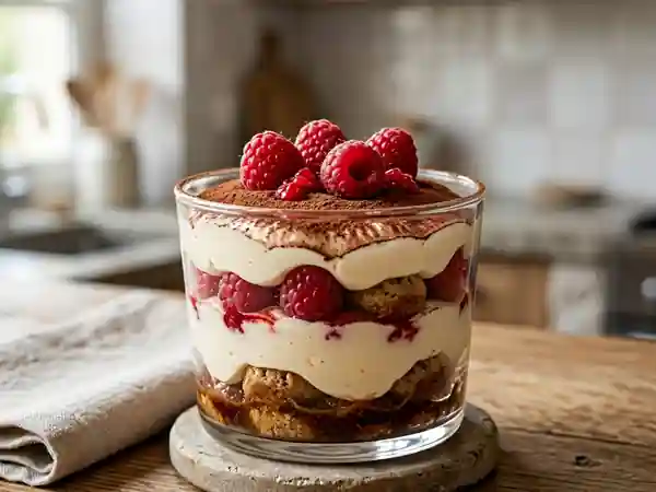 Tiramisu aux framboises facile et gourmand pour une personne - Photo de présentation