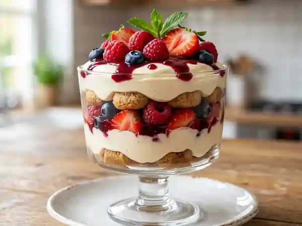 Tiramisu aux fruits rouges frais : dessert gourmand et léger - Photo de présentation
