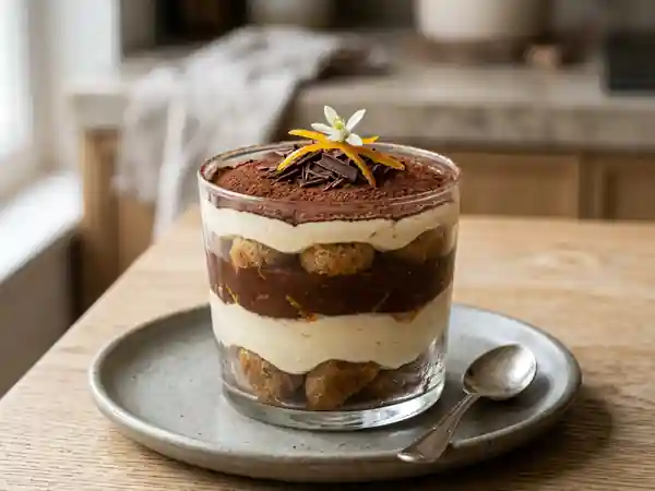 Tiramisu onctueux chocolat noir et orange - Photo de présentation