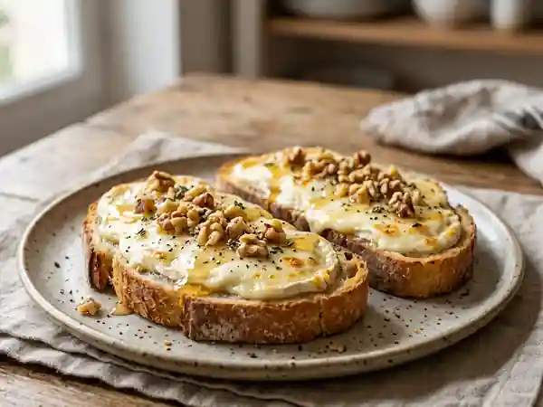 Toast gourmand au fromage de chèvre fondant - Photo de présentation