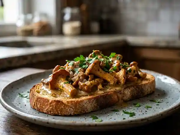 Tartines fondantes aux girolles et Pineau - Photo de présentation