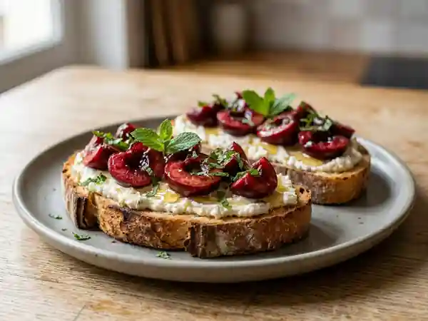 Toasts Croustillants Cerise, Miel et Fraîcheur - Photo de présentation