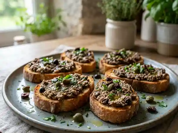 Toasts gourmands à la tapenade de thon maison - Photo de présentation