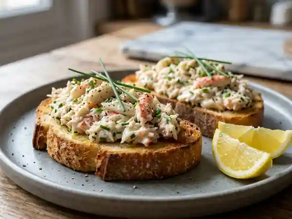 Toasts gourmands au crabe frais et sauce citronnée - Photo de présentation