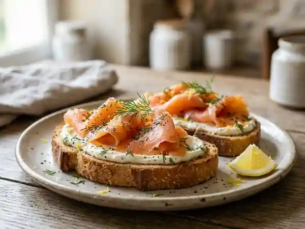 Tartines au saumon fumé et crème acidulée - Photo de présentation