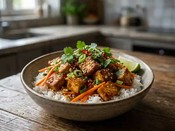 Tofu vietnamien laqué et croustillant - Photo de présentation