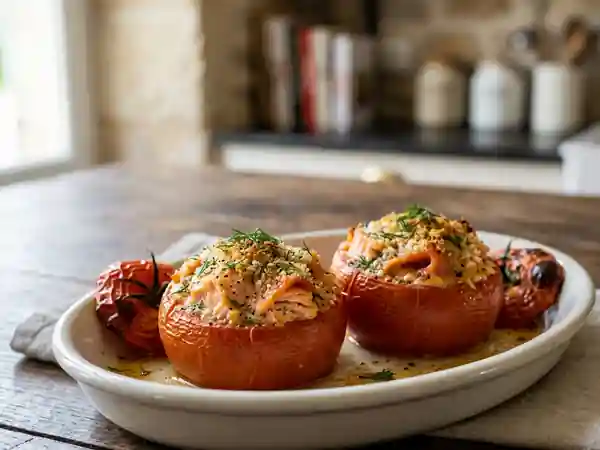 Tomates au Saumon Frais et Fumé Gratinées - Photo de présentation