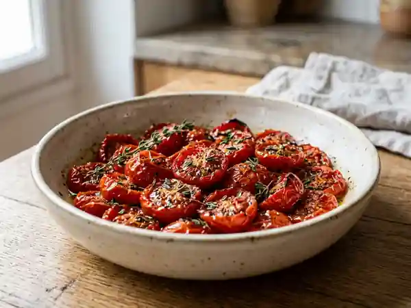 Tomates cerises confites au thym frais - Photo de présentation