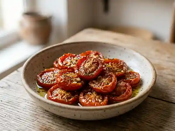 Tomates cerises confites fondantes à l'ail - Photo de présentation