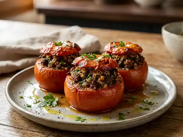 Tomates farcies fondantes au bœuf et vin rouge - Photo de présentation