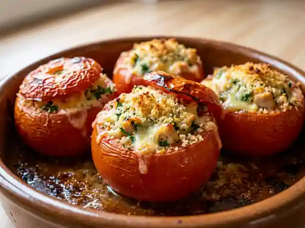Tomates farcies au poulet et gruyère : recette facile et savoureuse - Photo de présentation