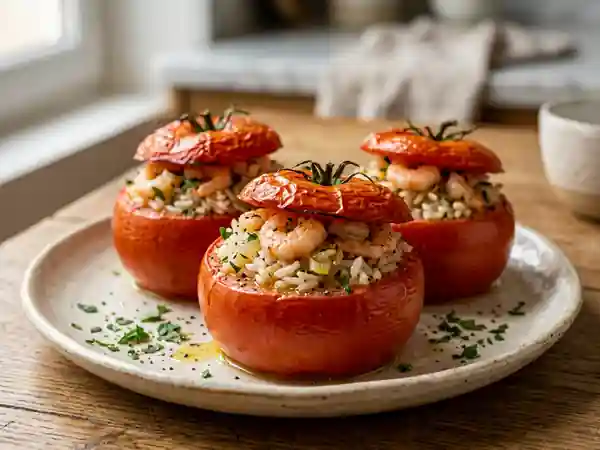 Tomates Farcies aux Crevettes et Riz Fondant - Photo de présentation