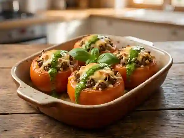 Tomates farcies au basilic frais - Photo de présentation
