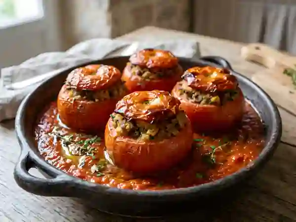 Tomates farcies fondantes au bœuf et poivron - Photo de présentation