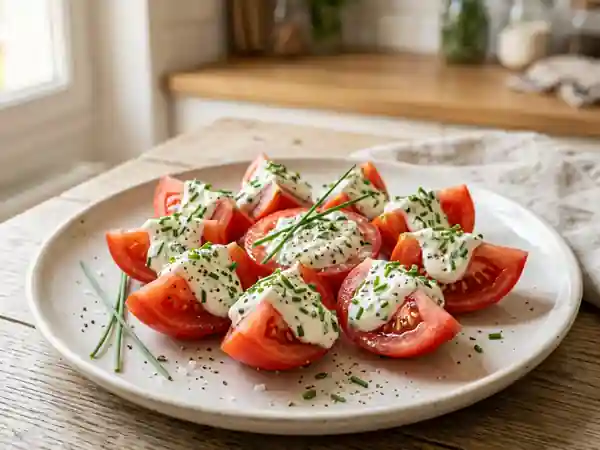 Tomates fraîches au fromage blanc onctueux - Photo de présentation