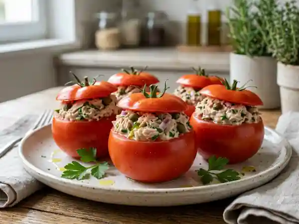 Tomates farcies : thon fondant et câpres - Photo de présentation