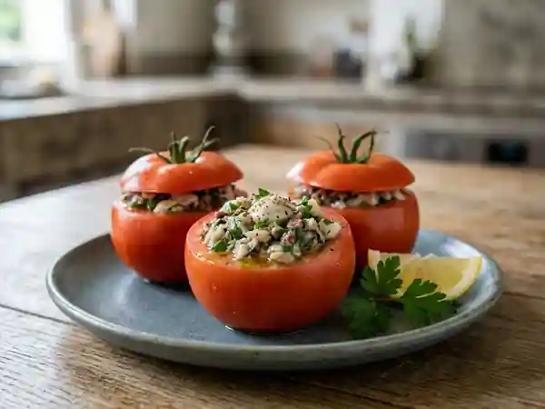 Tomates croquantes à la farce d'huître et anchois - Photo de présentation