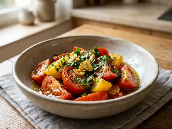 Poêlée de tomates fondantes à l'ail et persil - Photo de présentation