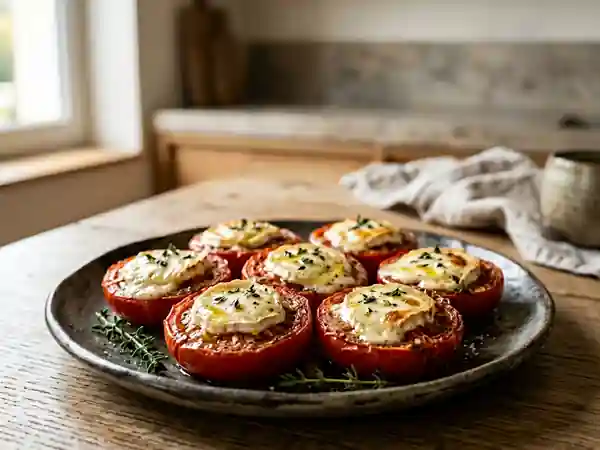 Tomates rôties au chèvre fondant et miel - Photo de présentation