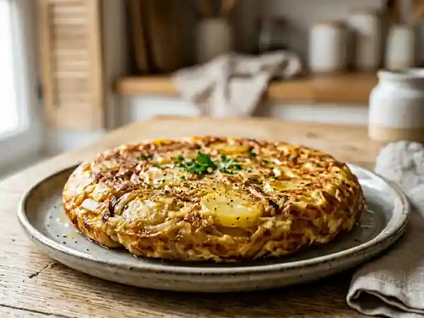 Tortilla espagnole facile et savoureuse pour une personne - Photo de présentation