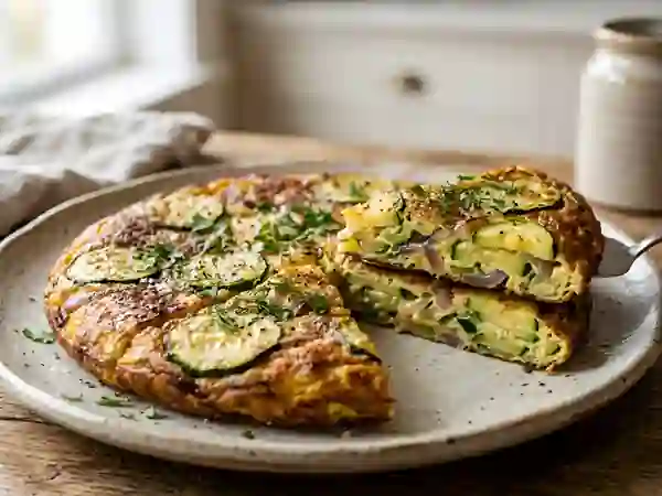 Tortilla fondante aux courgettes et oignons - Photo de présentation