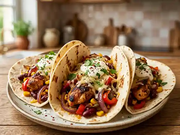Tortillas fondantes au poulet épicé - Photo de présentation