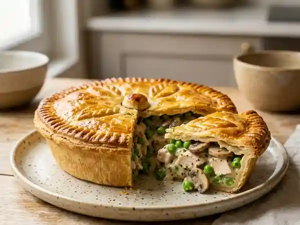 Tourte anglaise crémeuse au poulet - Photo de présentation