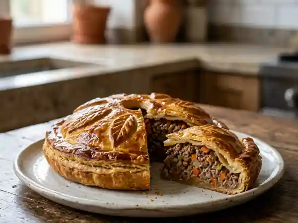 Tourte au bœuf fondante et croûtée - Photo de présentation