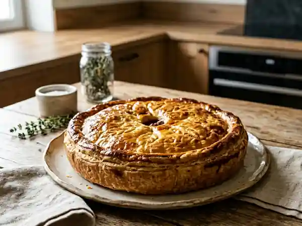 Tourte croustillante au confit et champignons - Photo de présentation