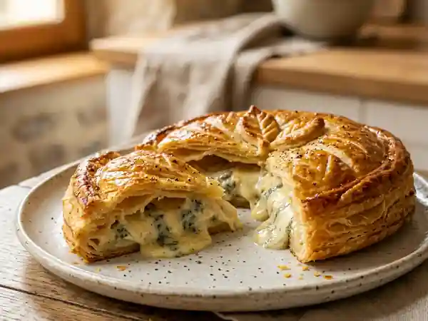 Tourte croustillante au bleu fondant - Photo de présentation
