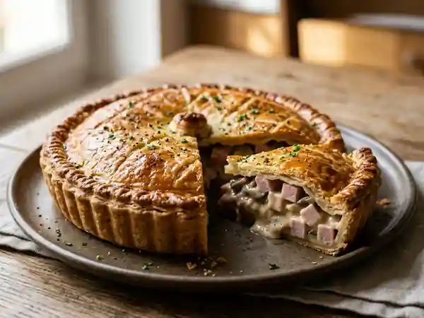 Tourte au jambon, champignons et sauce Madère - Photo de présentation