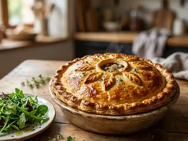 Tourte au lapin traditionnelle et savoureuse - Photo de présentation