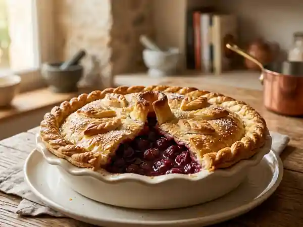 Tourte aux cerises juteuses et amandes - Photo de présentation