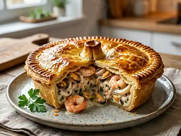 Tourte aux fruits de mer gourmande et savoureuse - Photo de présentation