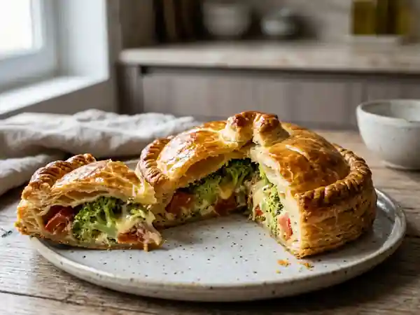 Tourte feuilletée brocoli et tomates fondantes - Photo de présentation