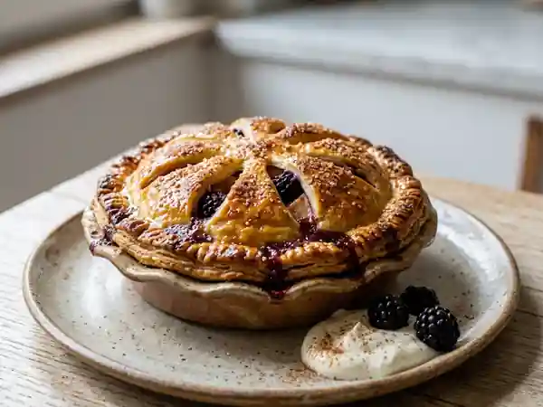 Tourte croustillante pommes-mûres à la cannelle - Photo de présentation