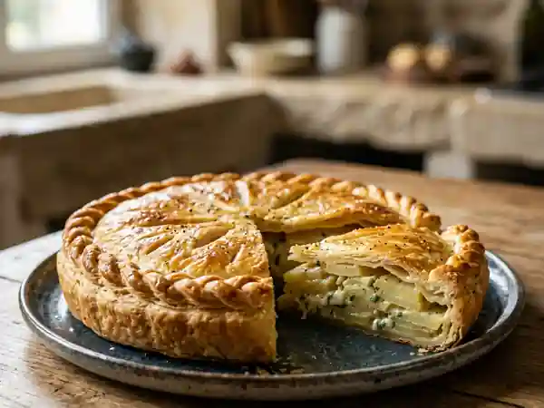 Tourte de pommes de terre à la crème de ciboulette : recette gourmande et facile - Photo de présentation