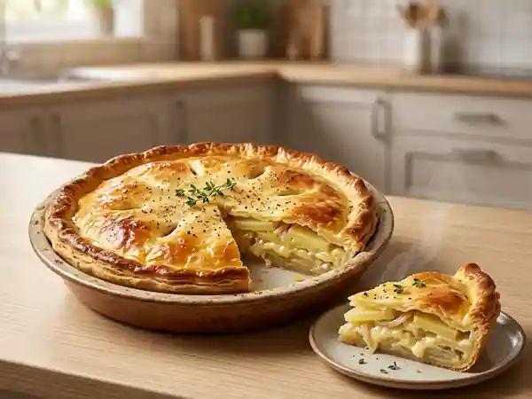 Tourte de pommes de terre fondante et dorée - Photo de présentation