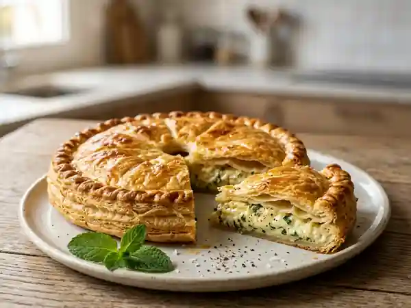 Tourte fondante au chèvre frais et menthe - Photo de présentation